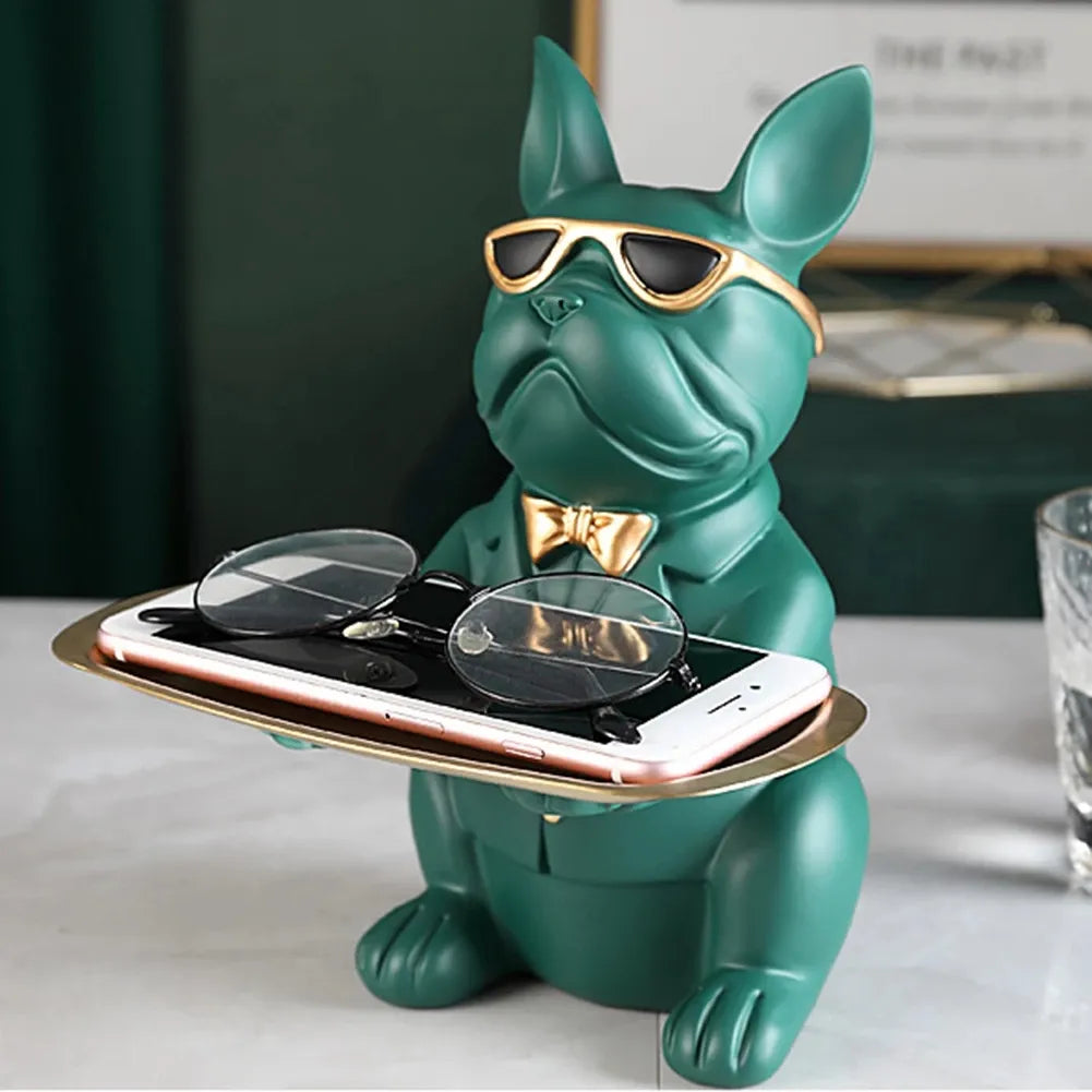 Nordic French Bulldog Sculpture Dog Statue Statue Jewelry Storage Table Decoration Gift Belt Plate Glasses Tray Home Art Statue - Gangsterdog