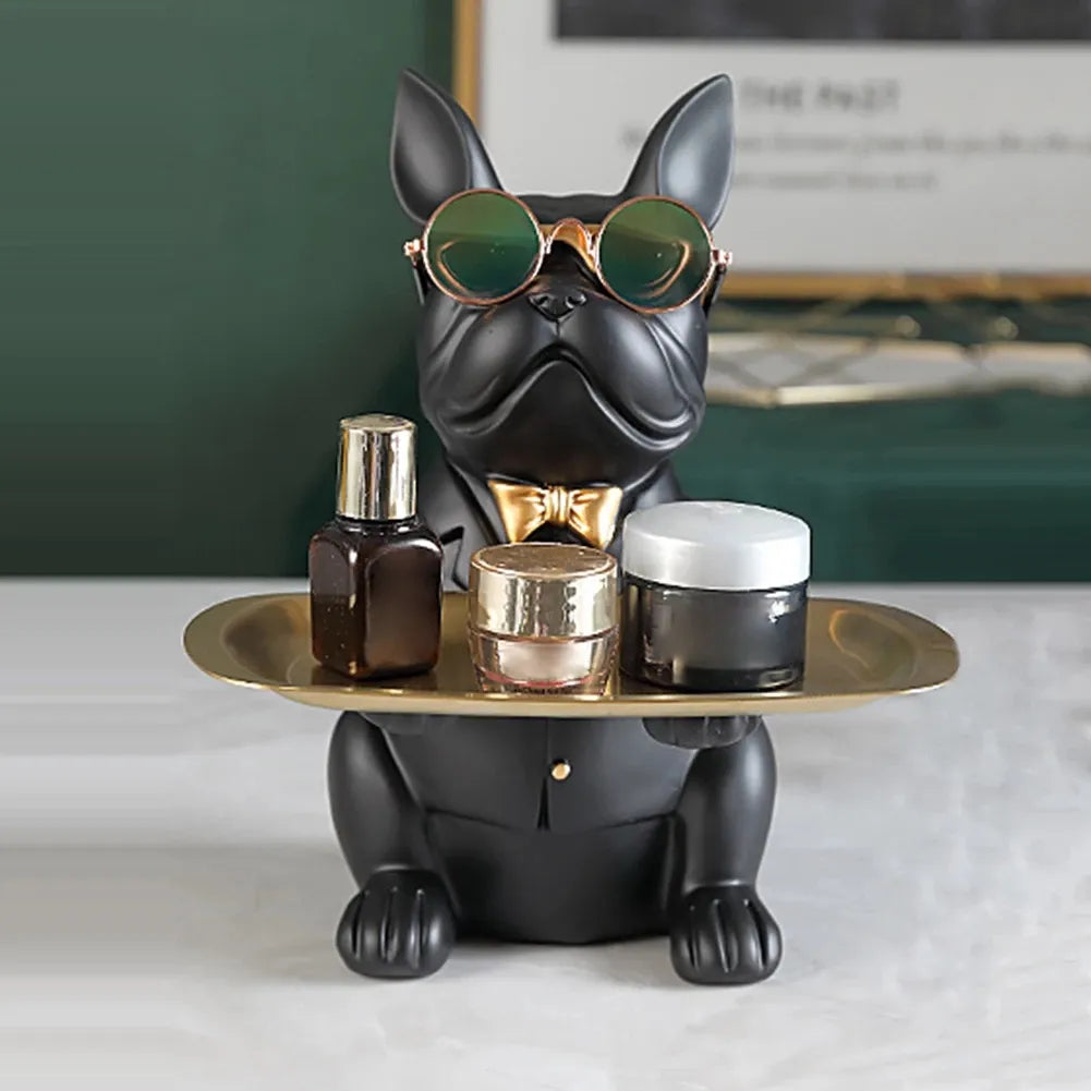 Nordic French Bulldog Sculpture Dog Statue Statue Jewelry Storage Table Decoration Gift Belt Plate Glasses Tray Home Art Statue - Gangsterdog