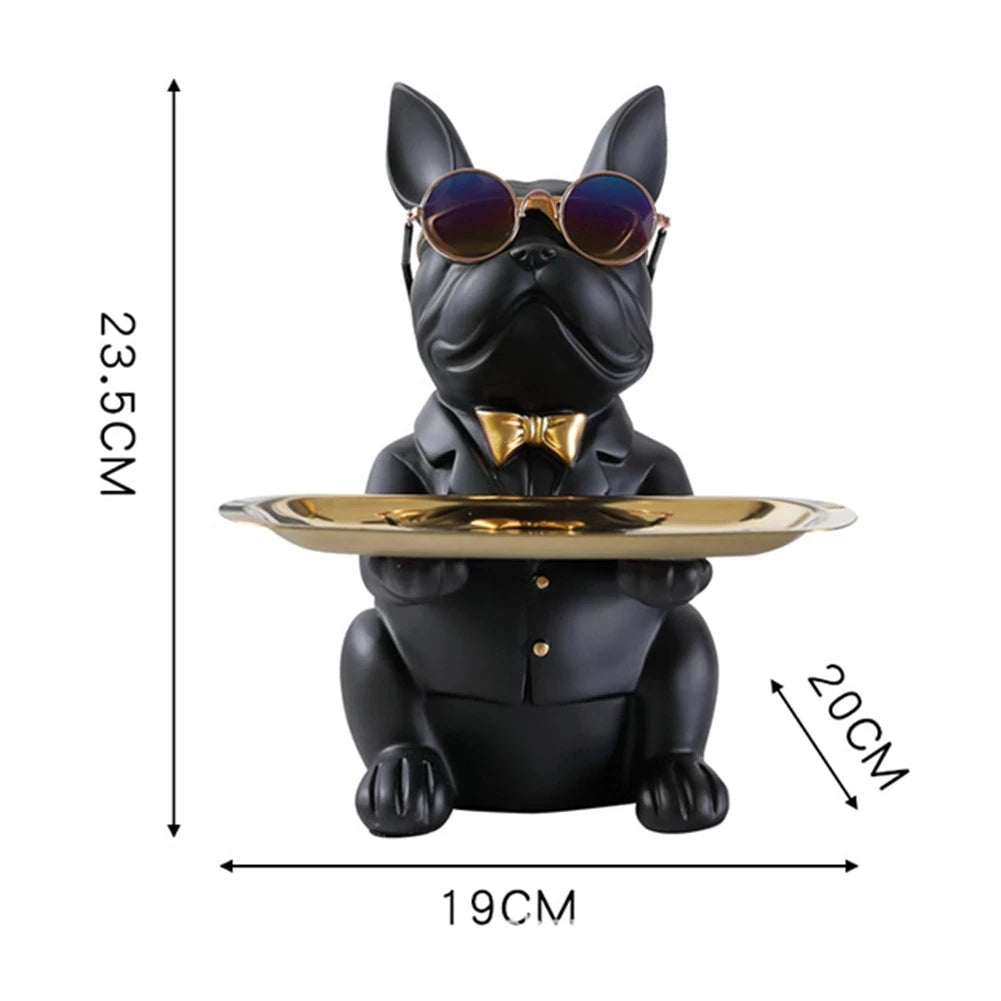 Nordic French Bulldog Sculpture Dog Statue Statue Jewelry Storage Table Decoration Gift Belt Plate Glasses Tray Home Art Statue - Gangsterdog