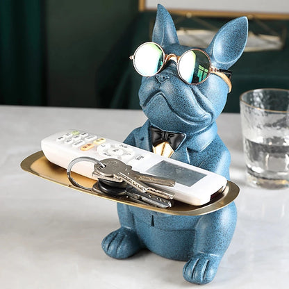 Nordic French Bulldog Sculpture Dog Statue Statue Jewelry Storage Table Decoration Gift Belt Plate Glasses Tray Home Art Statue - Gangsterdog